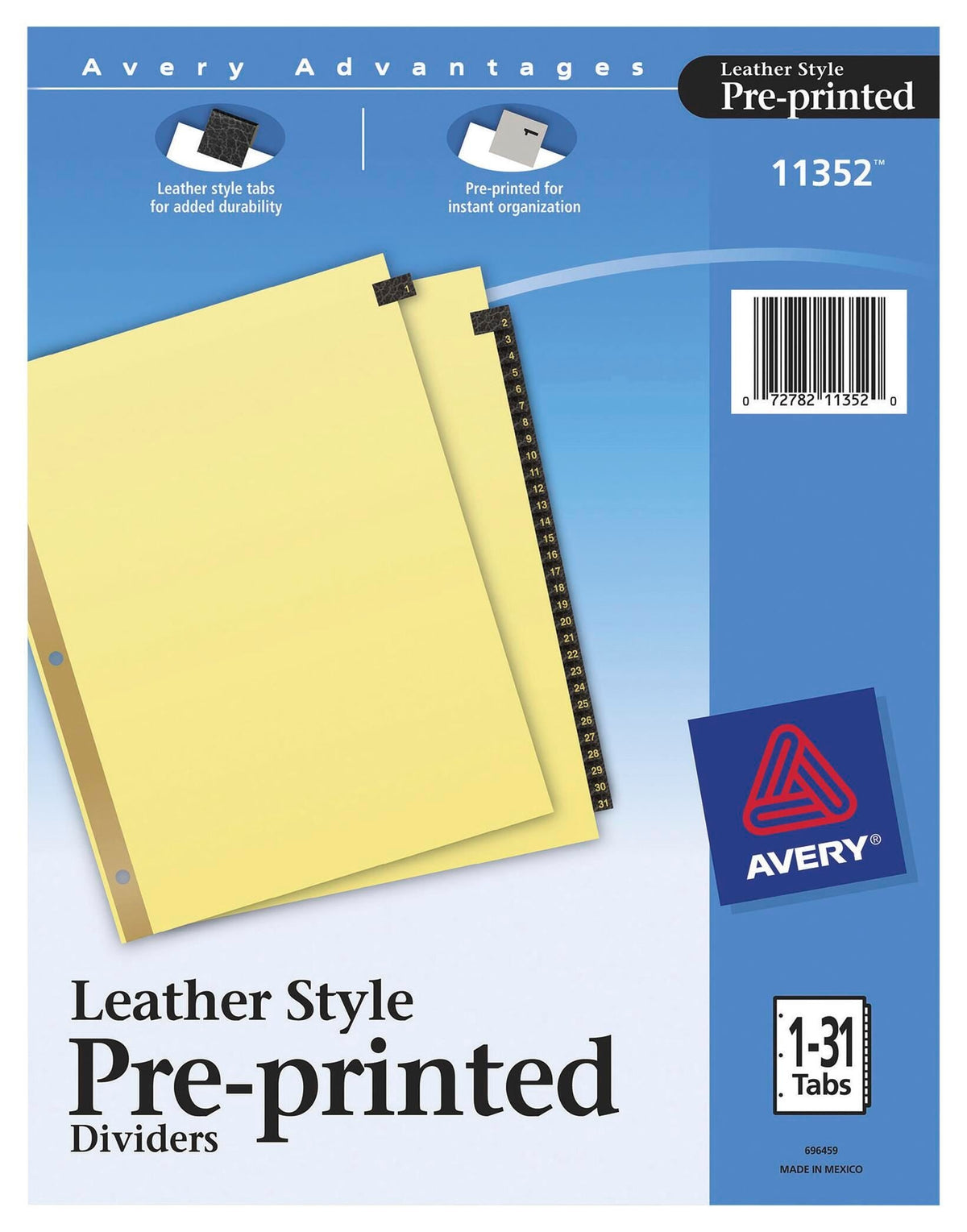 DIVIDER TAB 31 TAB 1-31 BLK LEATHER AVE11352