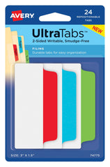 TABS ULTRA FILING 3X1.5 IN ASST PRIMARY PK OF 24 AVE74775