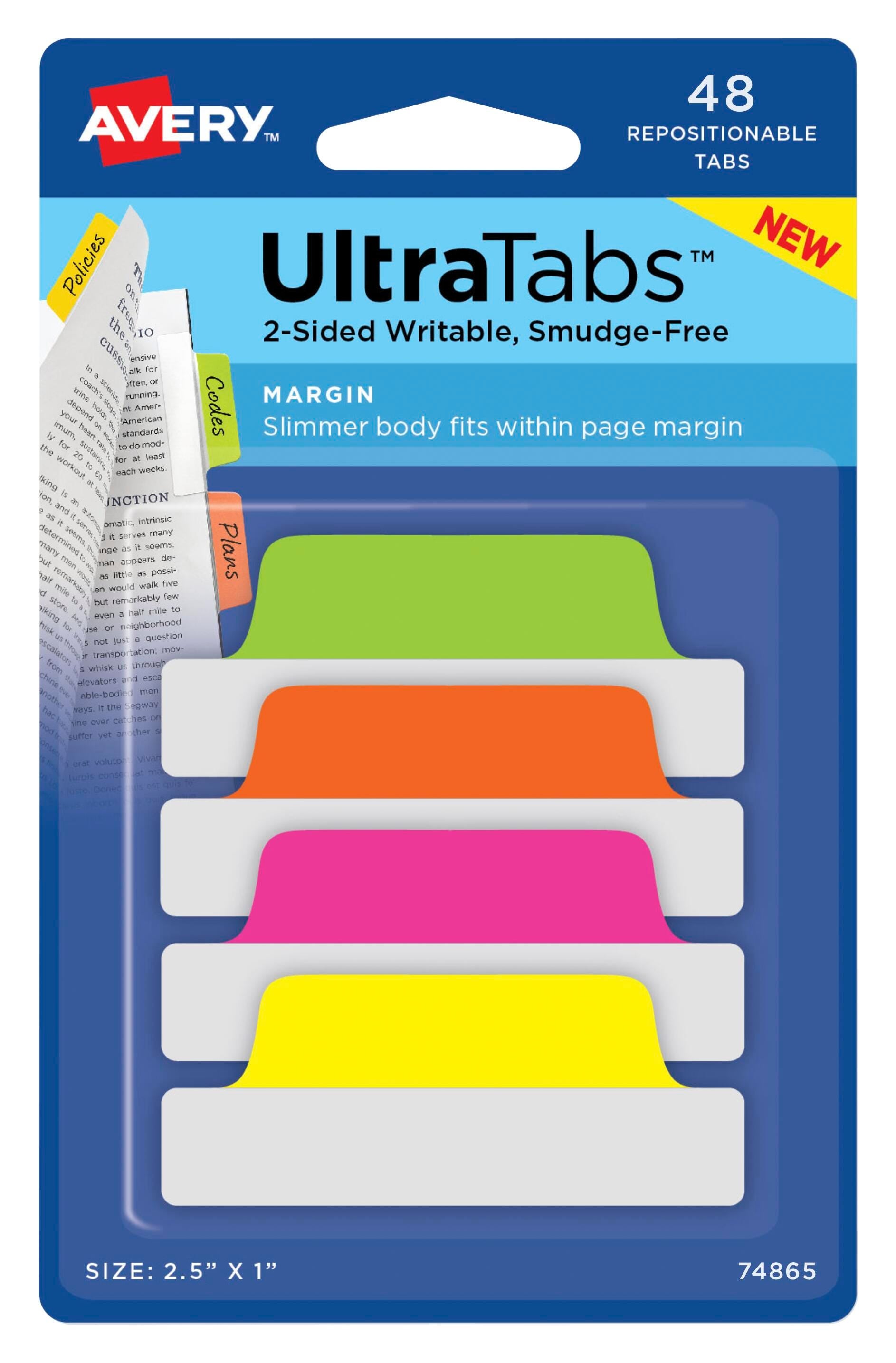 TABS ULTRA REPOSITIONABLE 2.5X1 IN ASST NEON PK OF 48 AVE74865
