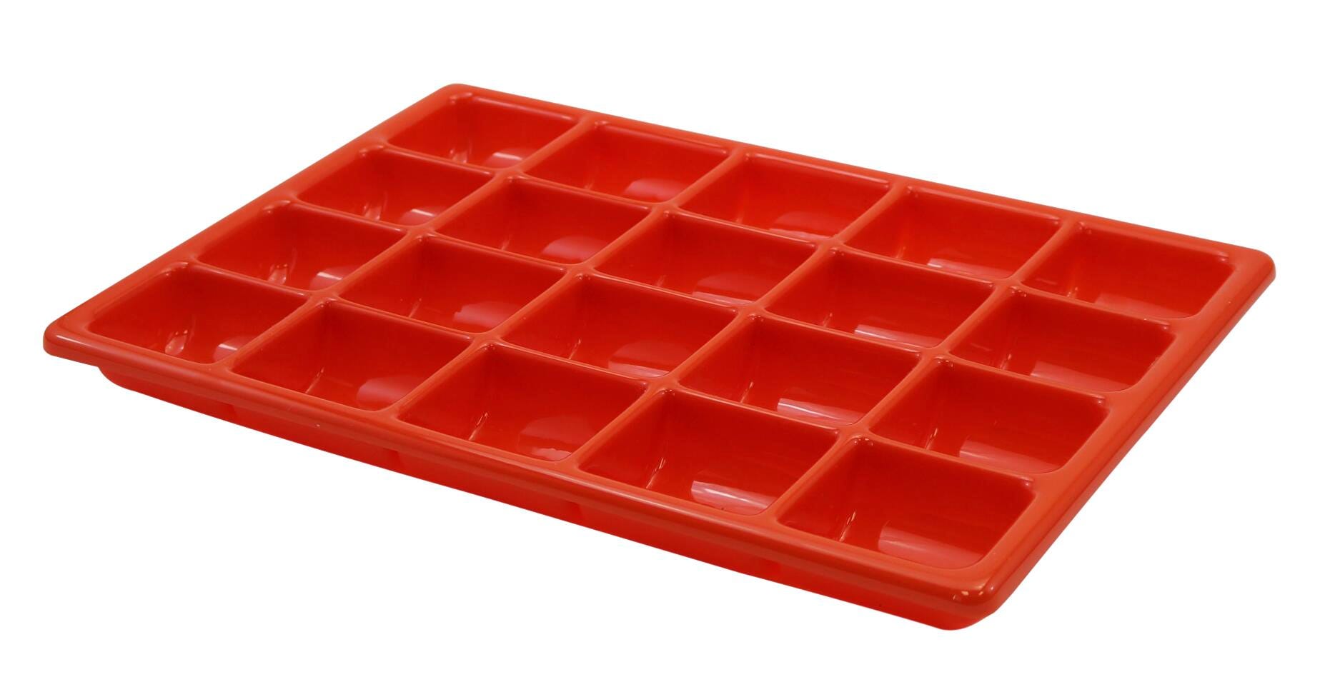 TRAY 17-1/2 X 12-1/4 X 1-1/2 IN 20 COMPARTMENT ORANGE