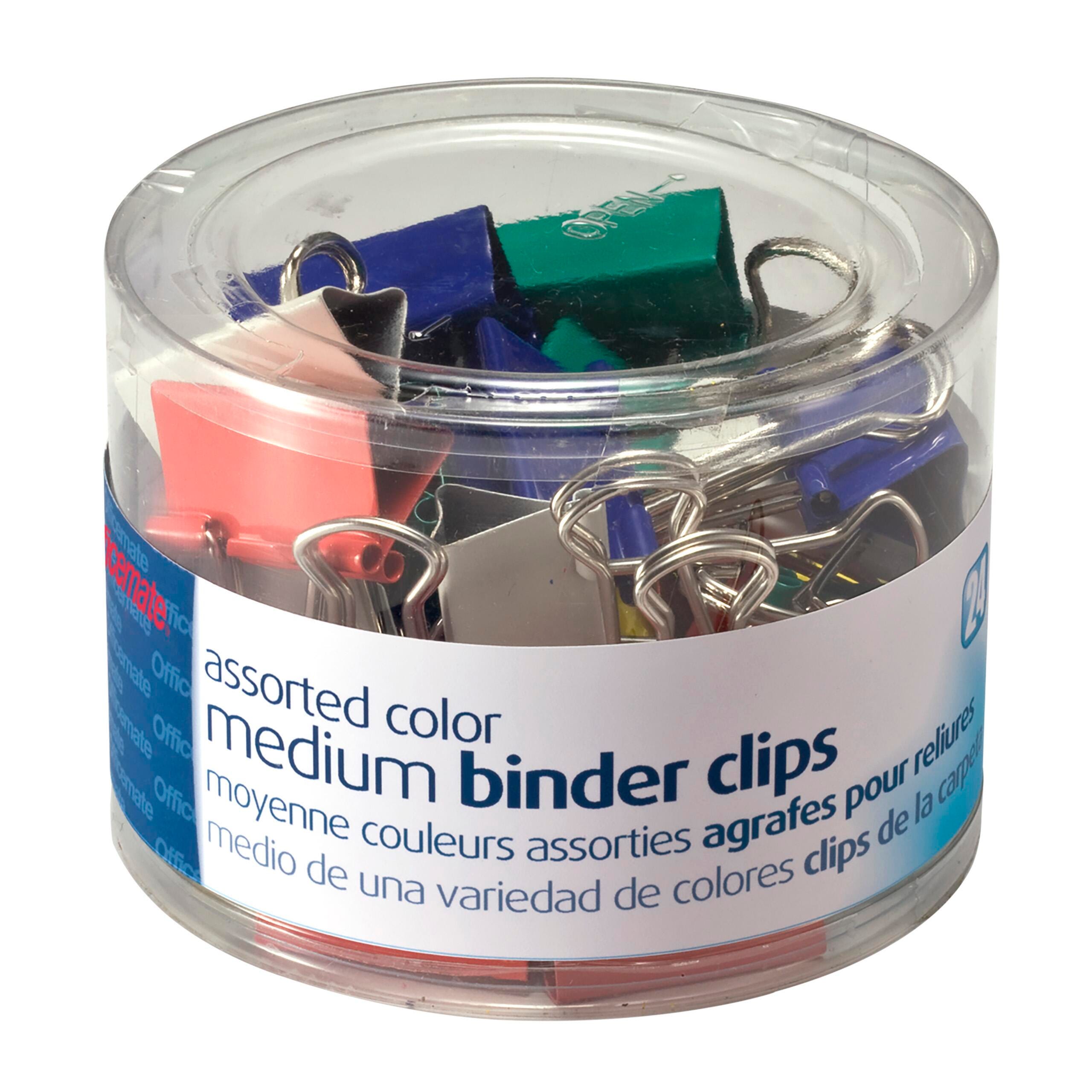 BINDER CLIPS OIC MEDIUM 1-1/4 IN ASSORTED COLOR PACK OF 24