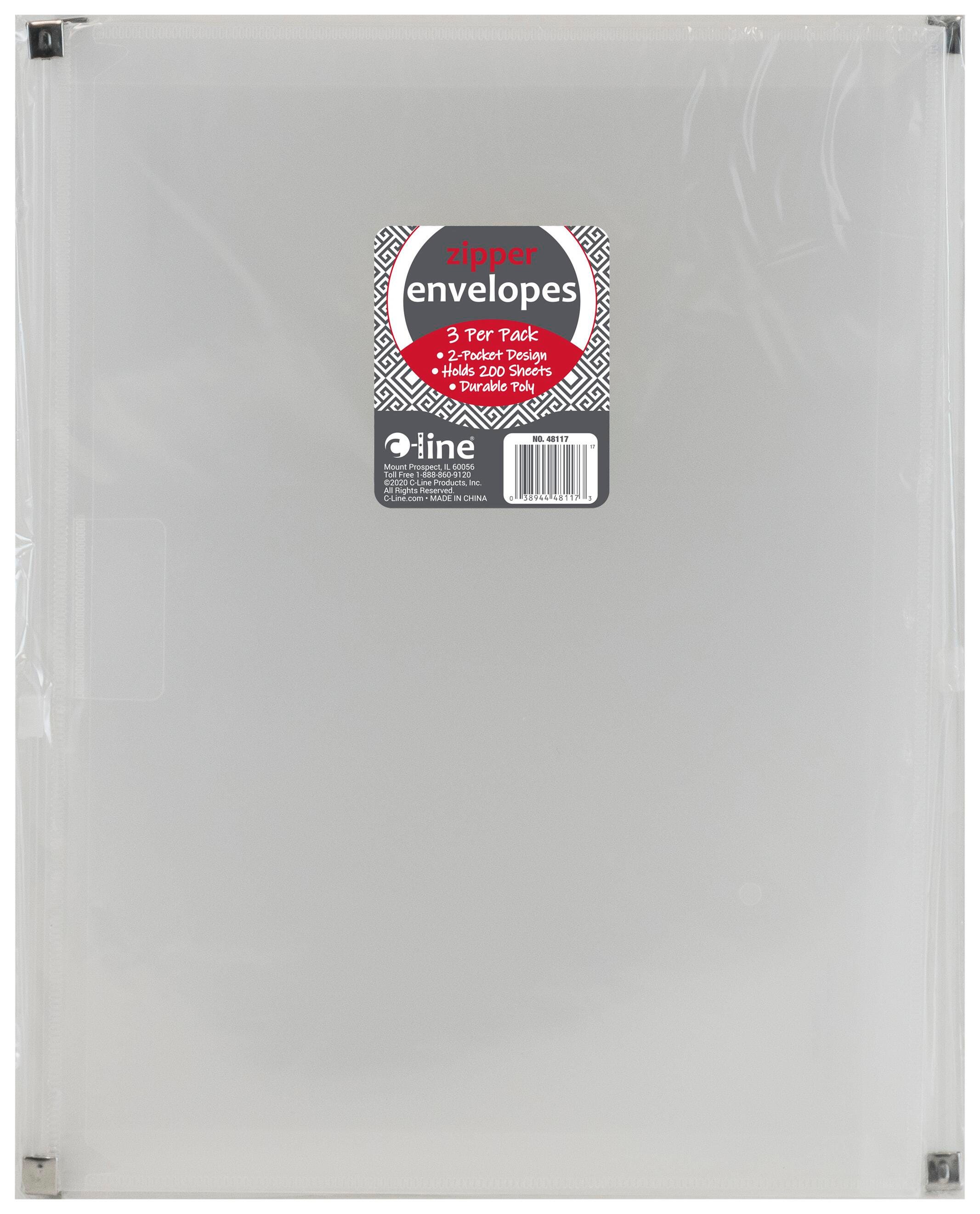 ENVELOPE POLY ZIP N GO 2 POCKET CLEAR PACK OF 3