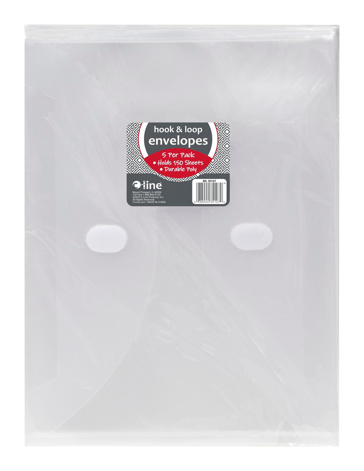 ENVELOPE POLY HOOK AND LOOP LETTER CLEAR PACK OF 5