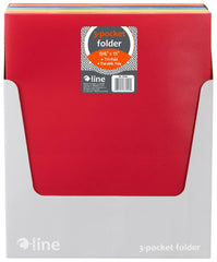 FOLDER POLY 3-POCKET TRI-FOLD ASST COLORS PK OF 24