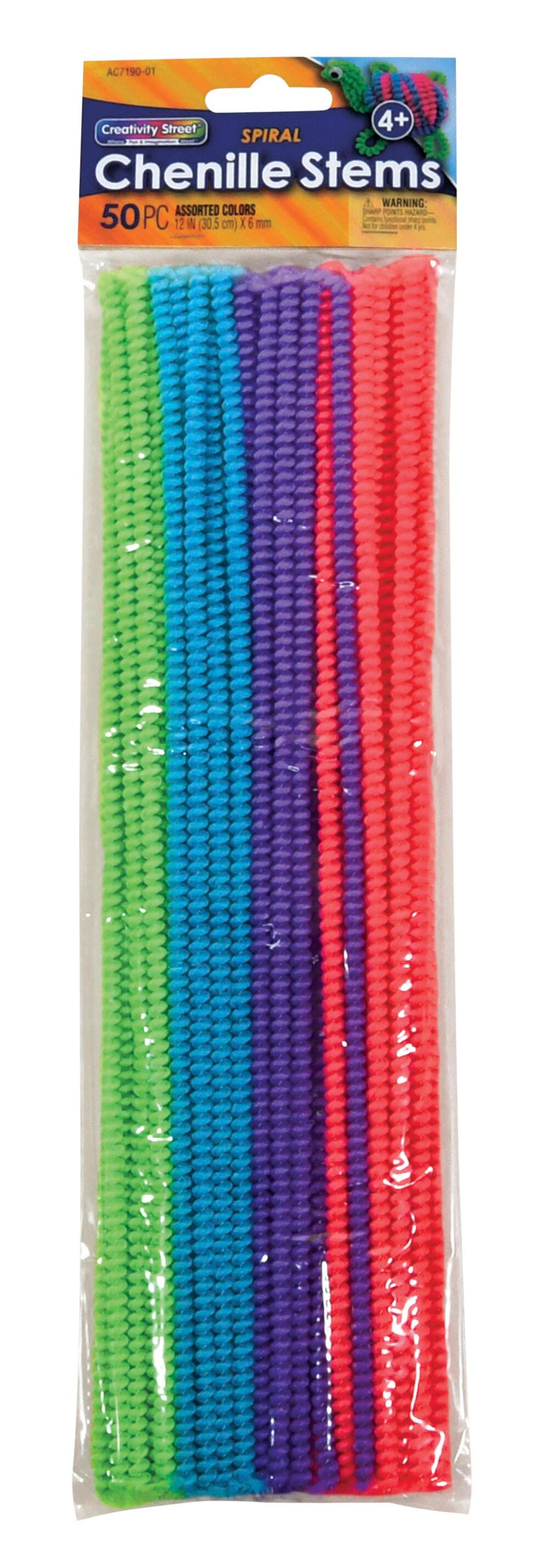 CHENILLE STEMS SPIRAL 12 INCH ASSORTED COLOR SET OF 50