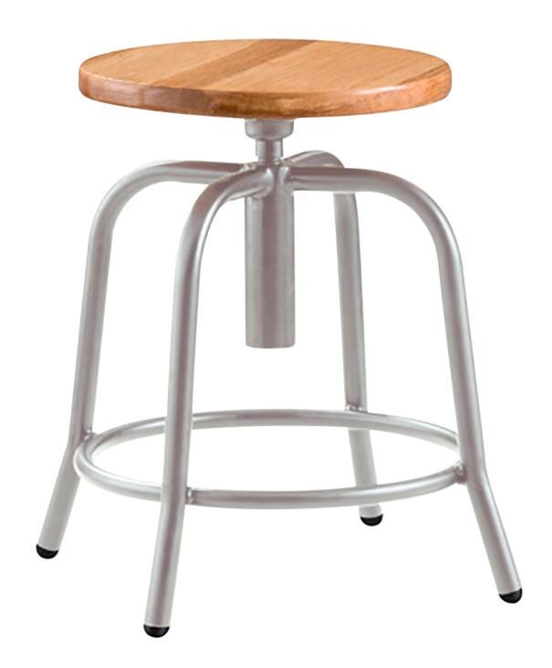 STOOL - NATIONAL PUBLIC SEATING HARDWOOD SEAT - 18-25 IN ADJ HEIGHT STOOL - WOOD SEAT - GRAY FRAME