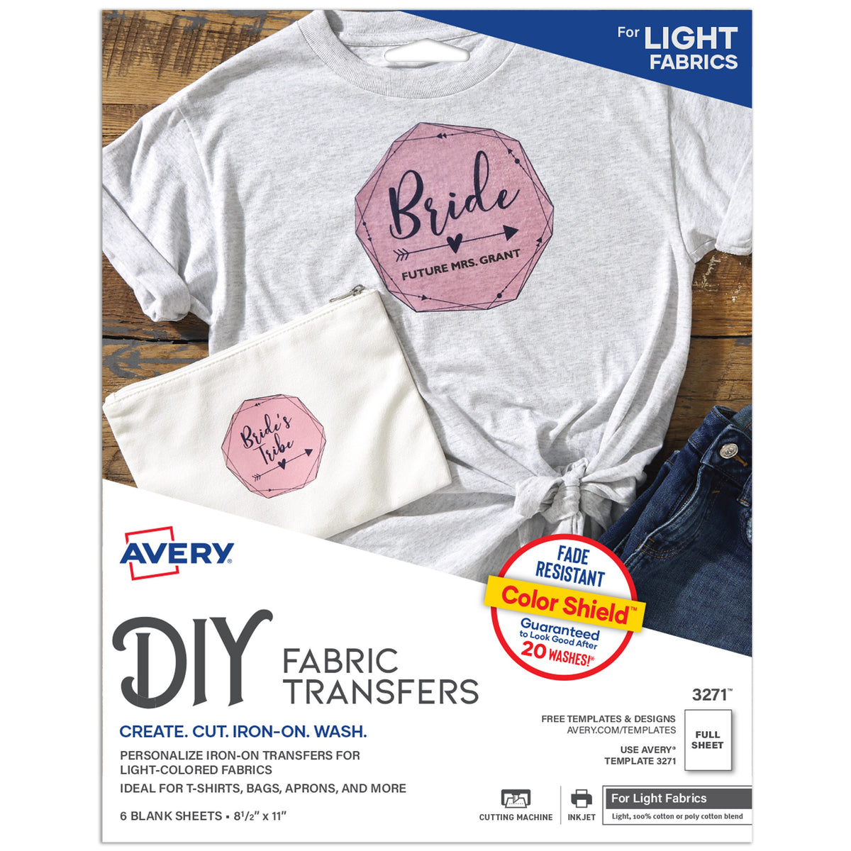 PAPER IRON-ON TRANSFERS LIGHT COLOR T-SHIRT PACK OF 6