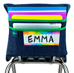 CHAIR POCKET ORIGINAL 13 IN GREEN TRIM WITH NAME POCKET
