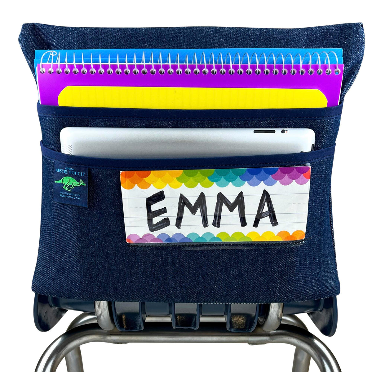 CHAIR POCKET ORIGINAL 13 IN NAVY TRIM WITH NAME POCKET