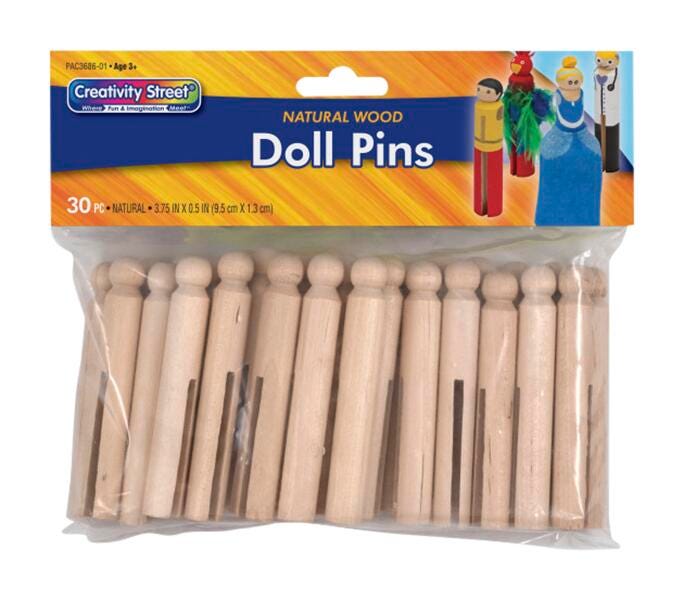 PINS DOLL 3-3/4 IN NATURAL WOOD PACK OF 30