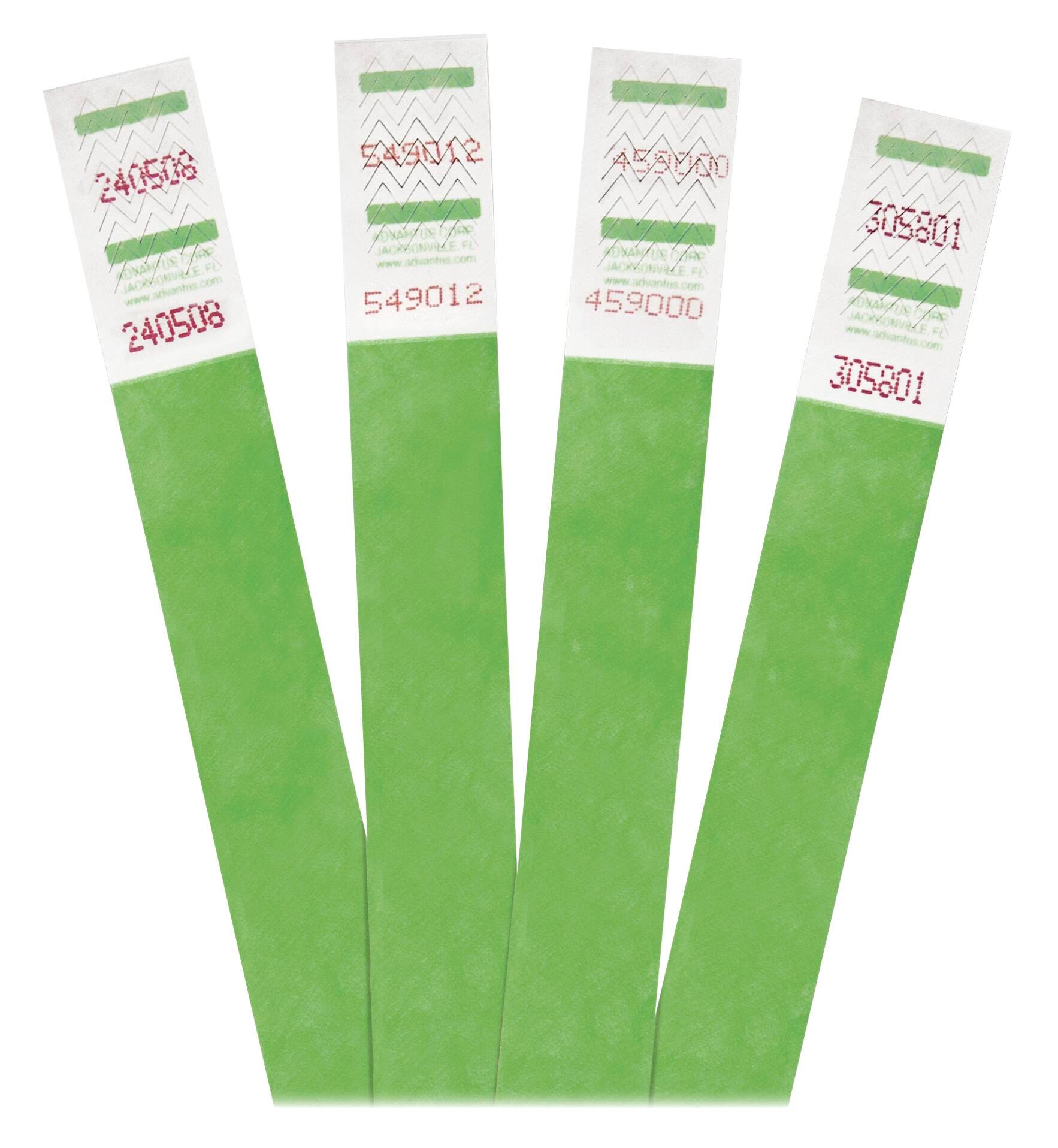 WRISTBAND - ADVANTUS TYVEK WRISTBAND 3/4 W X 9-1/2 L INCHES - GREEN - AVT75511 - PACK OF 500