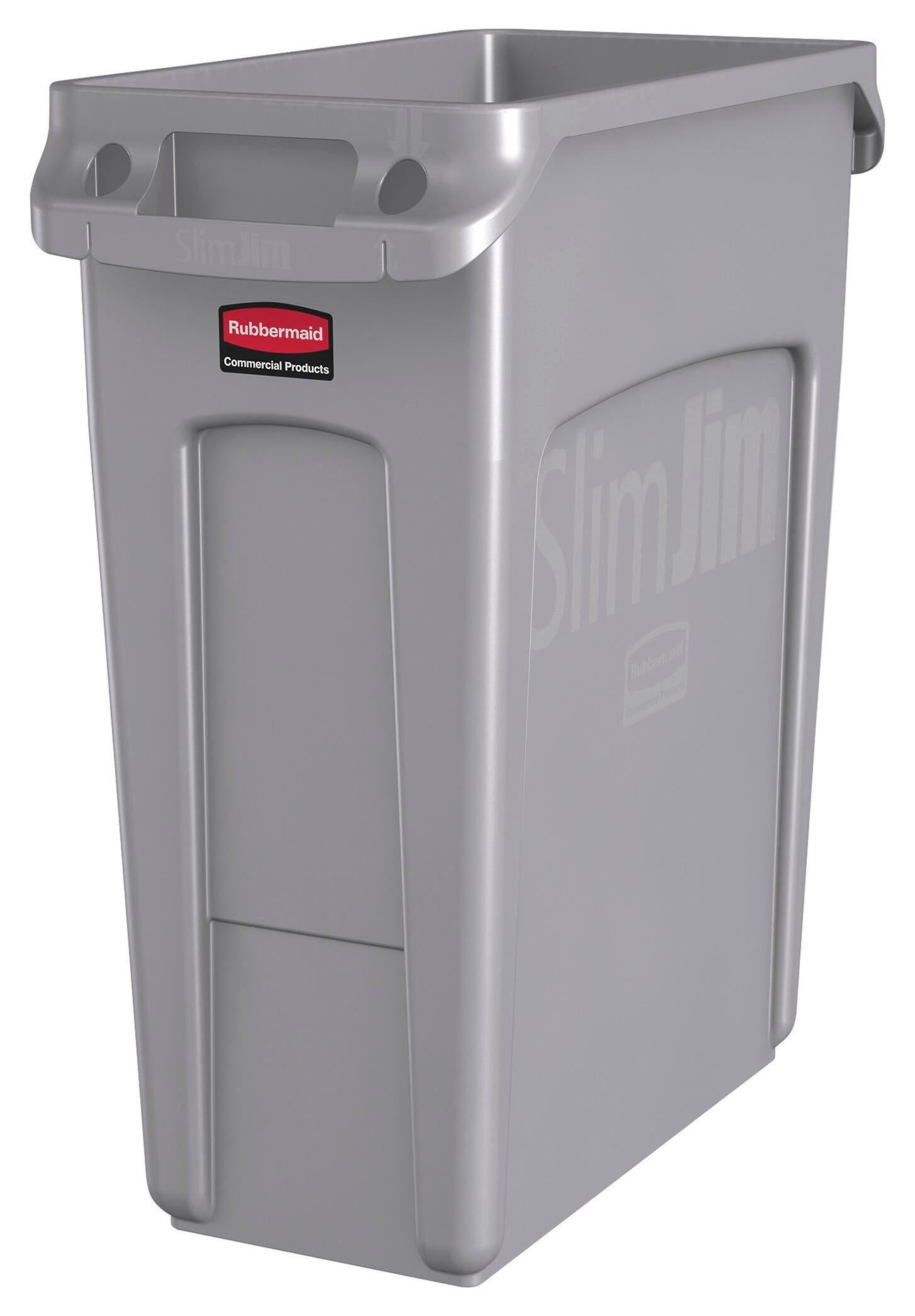 RECEPTACLE - SLIM JIM VENTED CONTAINER - 16 GALLON CAPACITY - 11 W X 25 H IN - GRAY COLOR - EACH