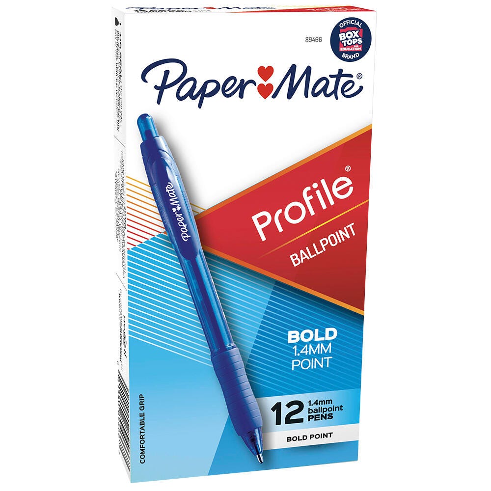 PEN BLUE BALLPOINT PROFILE RETRACTABLE PACK OF 12