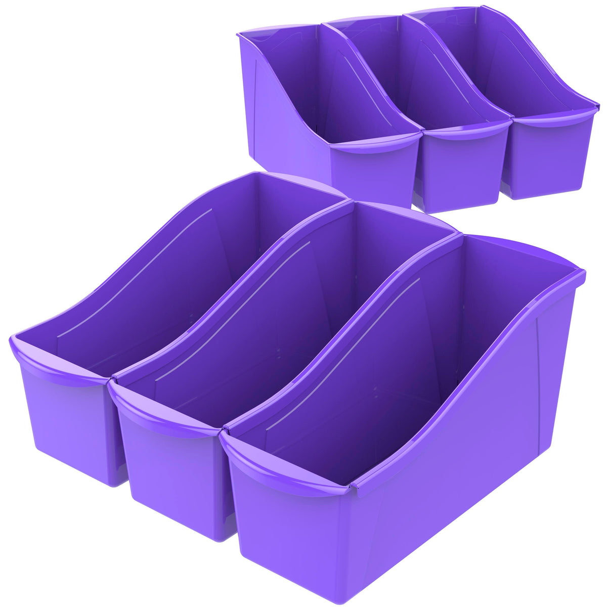 BOOK BINS INTERLOCKING PURPLE PACK OF 6