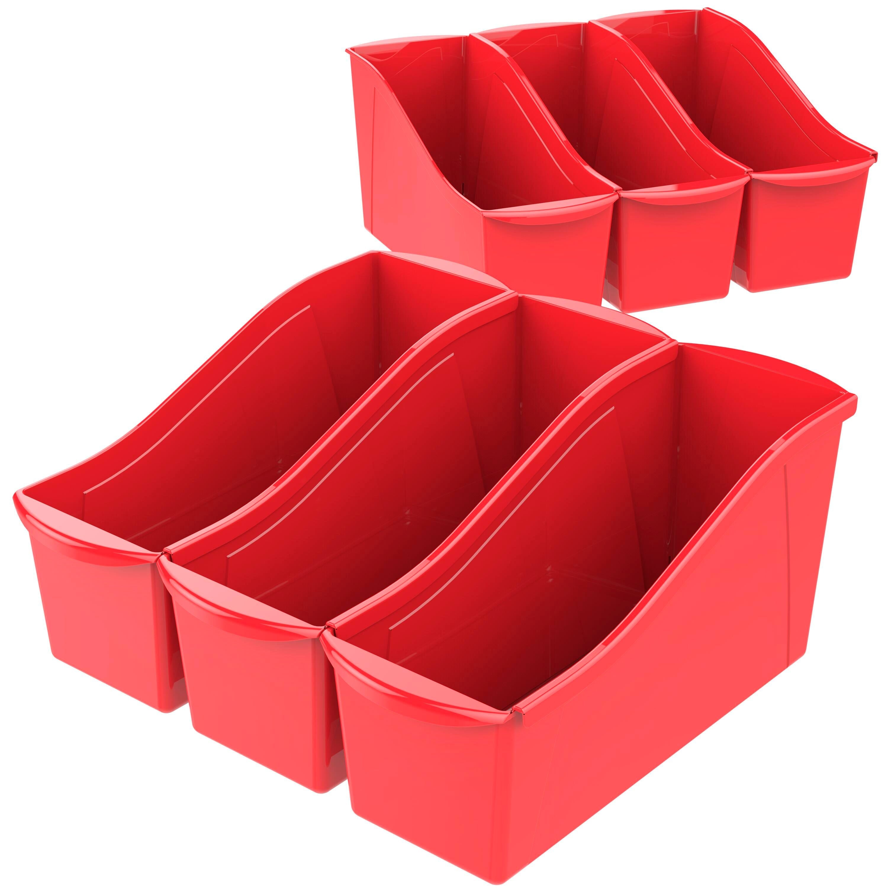 BOOK BINS INTERLOCKING RED PACK OF 6