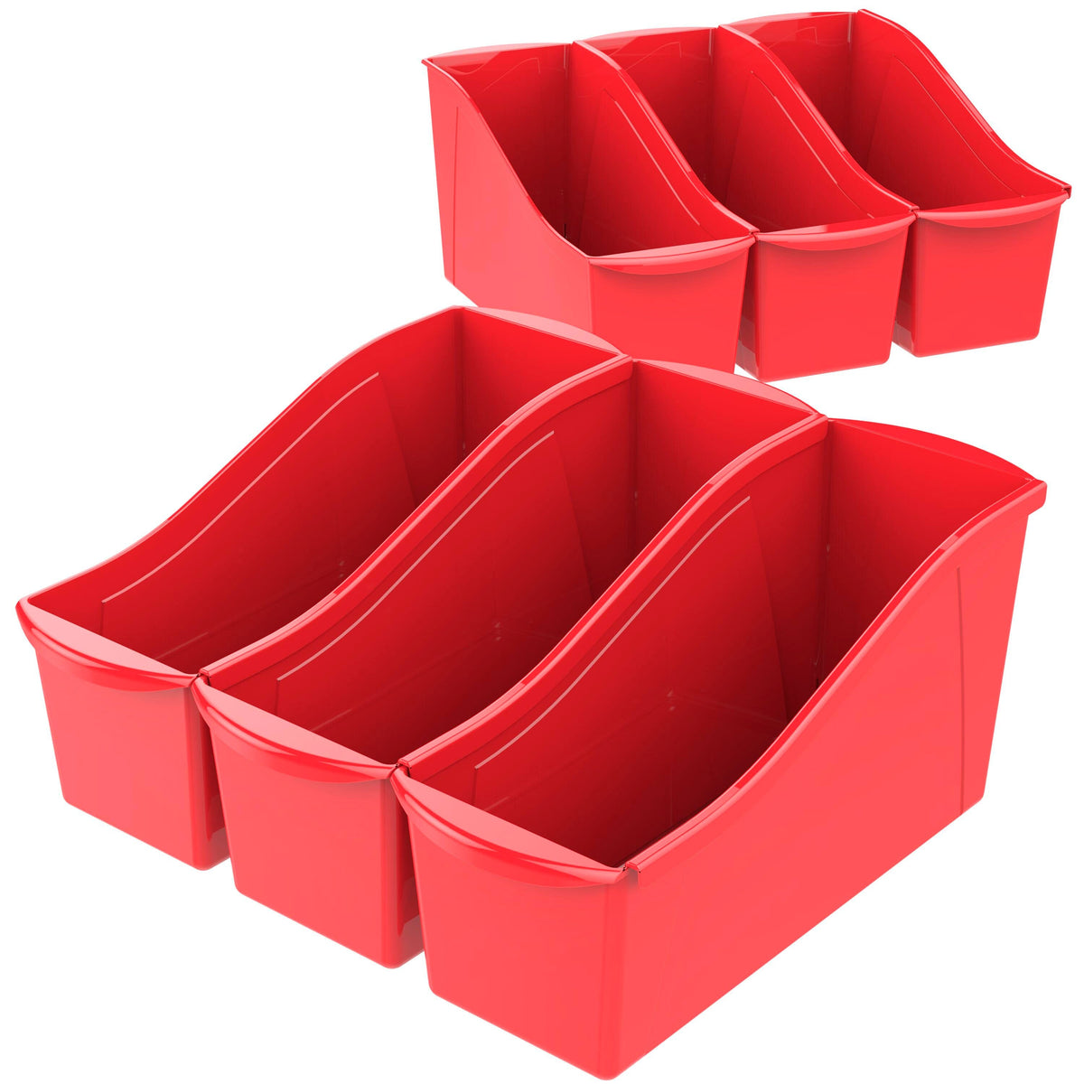 BOOK BINS INTERLOCKING RED PACK OF 6