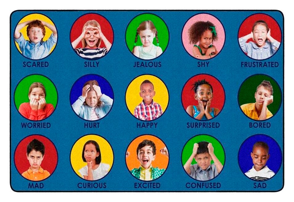 CHILDCRAFT - CARPETS - ALL MY FEELINGS PHOTOFUN - RECTANGLE - 6 FT X 9 FT - SPECIFY NUMBER OF SEATS - SPECIFY CARPET COLOR