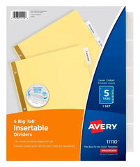 DIVIDERS INSERTABLE 1 SIDED 5 TAB CLEAR 1 SET AVE11110