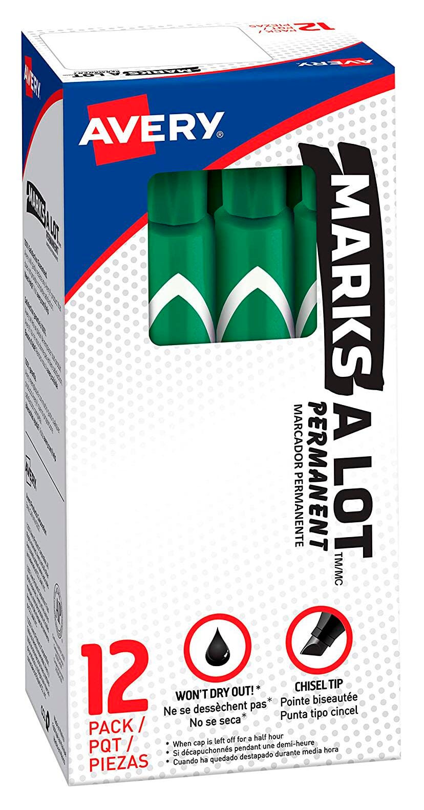 MARKER PERM CHISELTP LRG GREEN PACK OF 12