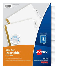 DIVIDERS INSERTABLE 2 SIDED 5 TAB CLEAR 1 SET AVE11122