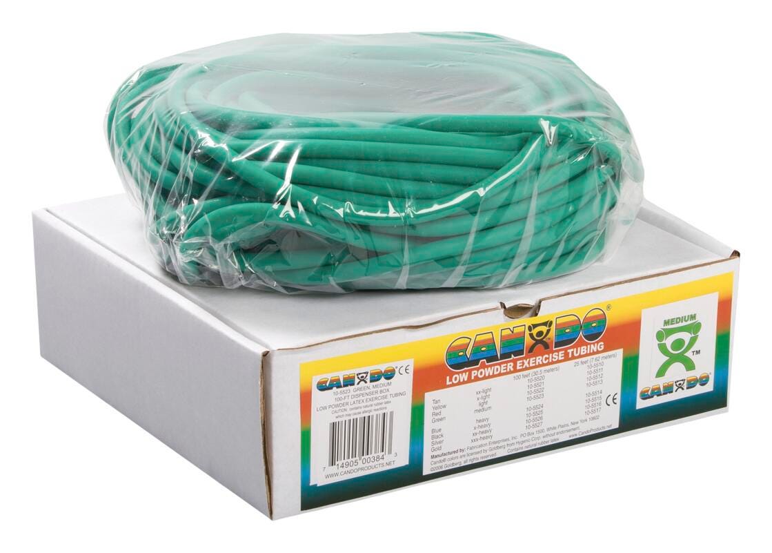 TUBING EXERCISE CANDO MEDIUM - 100 FEET - GREEN - WITH LATEX