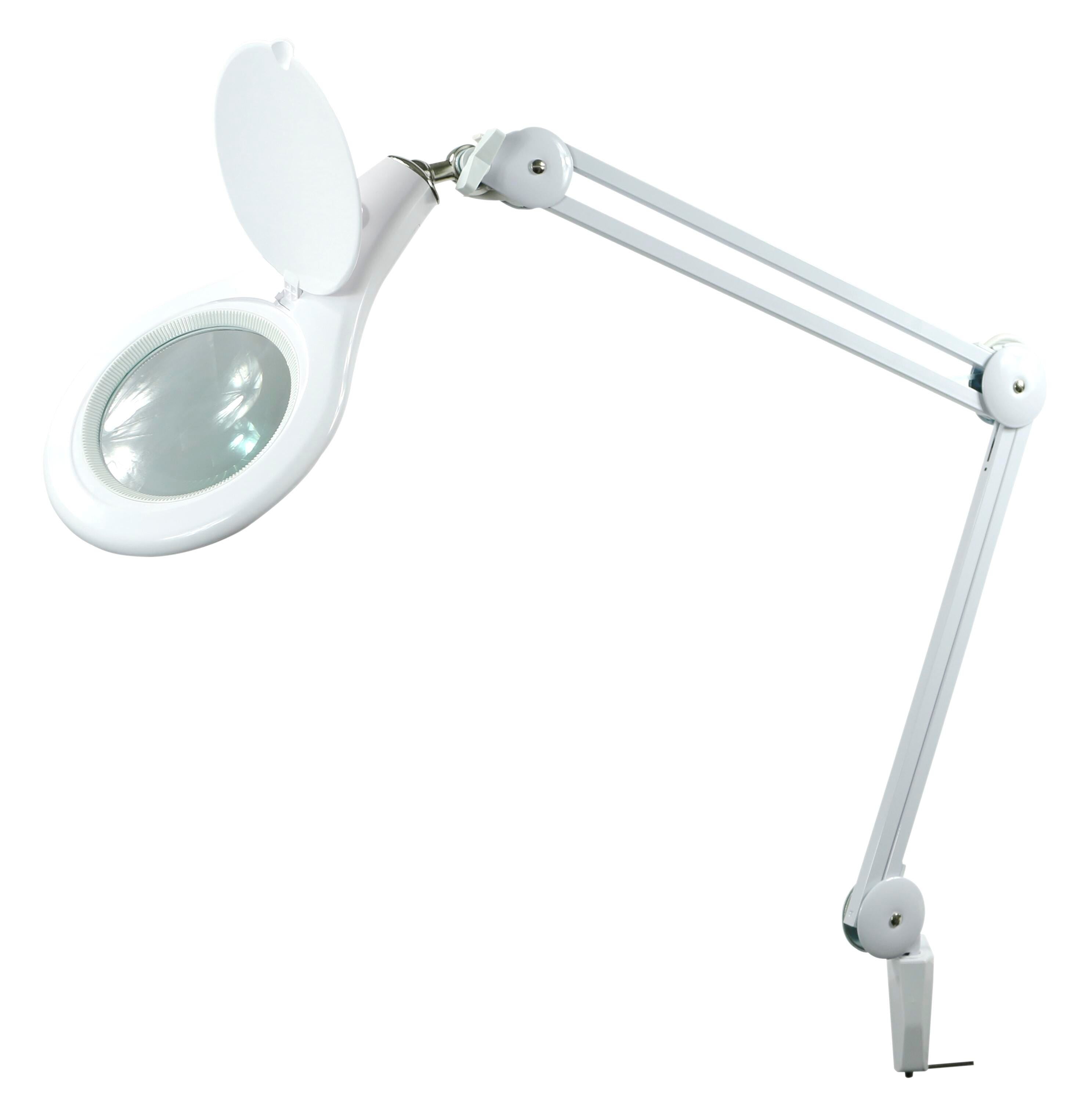 DESK LAMP LED MAGNIFIER JOINTED HEAD W/CLAMP WHITE