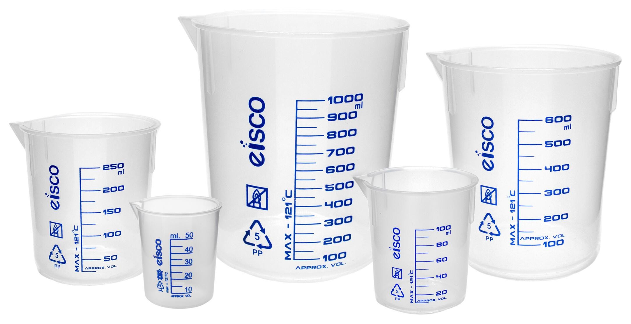 BEAKER SET LABORATORY POLYPROPYLENE S/5