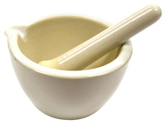 MORTAR AND PESTLE PORCELAIN 4 INCH DIAMETER