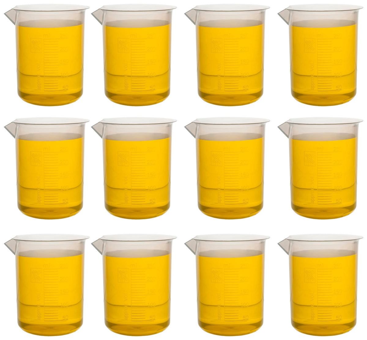 BEAKER POLYPROPYLENE 250ML PACK OF 12