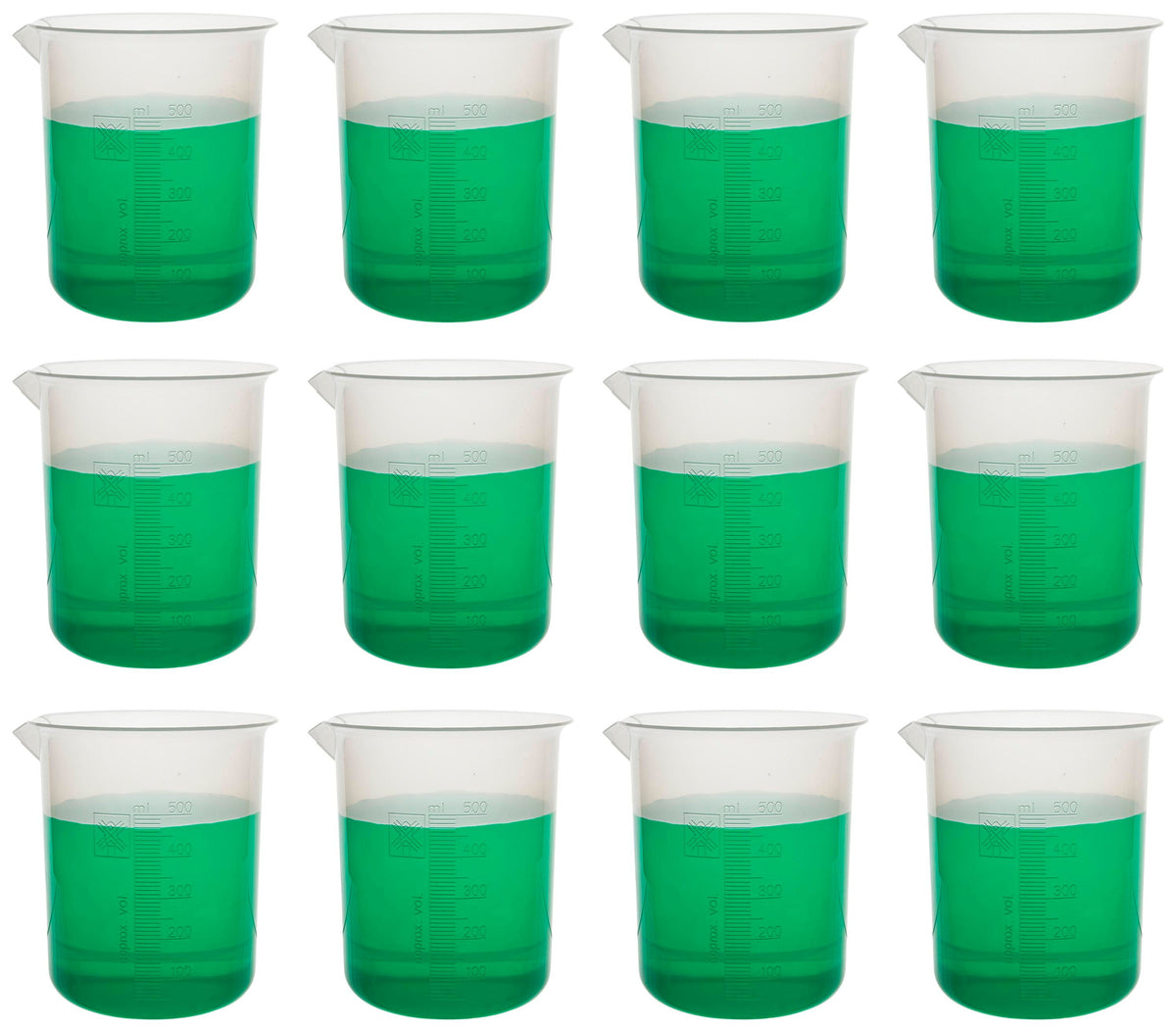 BEAKER POLYPROPYLENE 500ML PACK OF 12