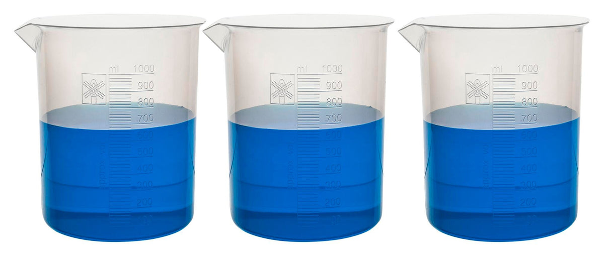 BEAKER POLYPROPYLENE 1000ML PACK OF 3