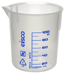 BEAKER POLYPROPYLENE SCREEN PRINTED 100ML