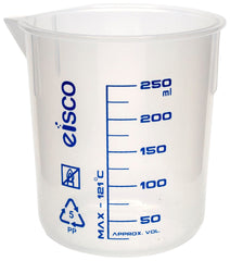 BEAKER POLYPROPYLENE SCREEN PRINTED 250ML