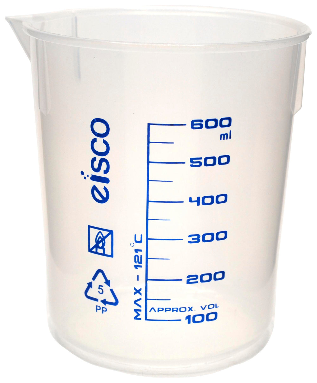 BEAKER POLYPROPYLENE SCREEN PRINTED 600ML