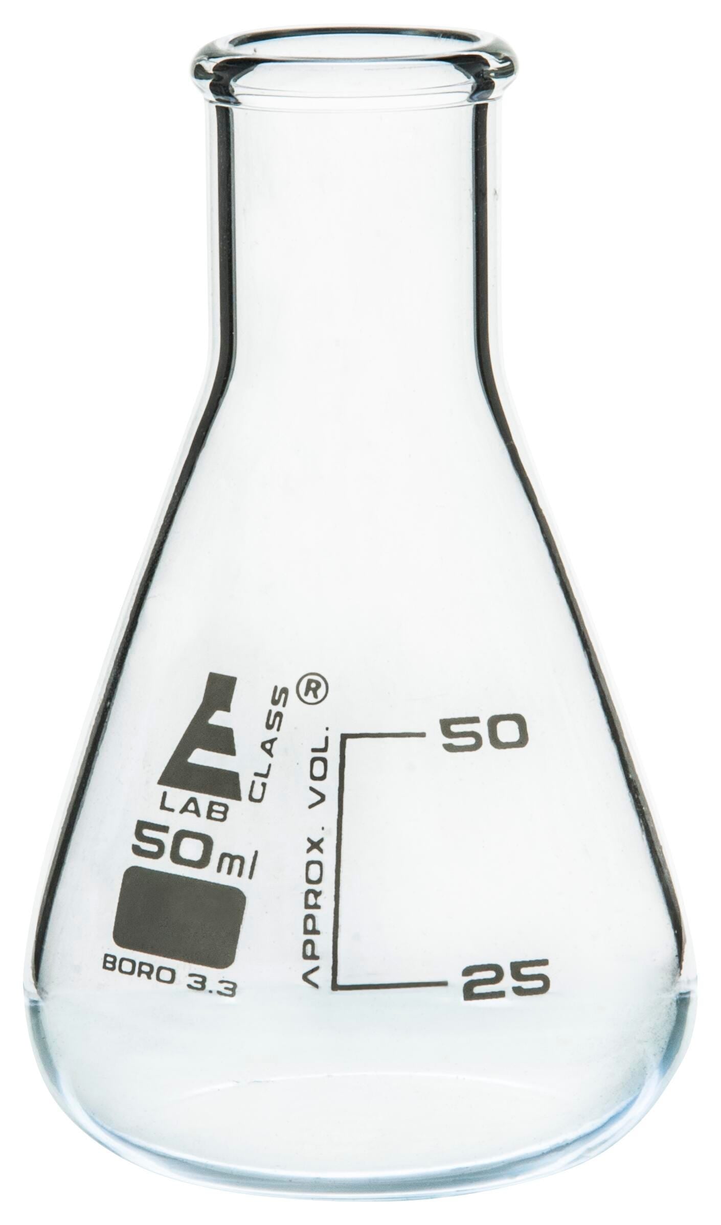 FLASK ERLENMEYER GLASS NARROW NECK 50ML