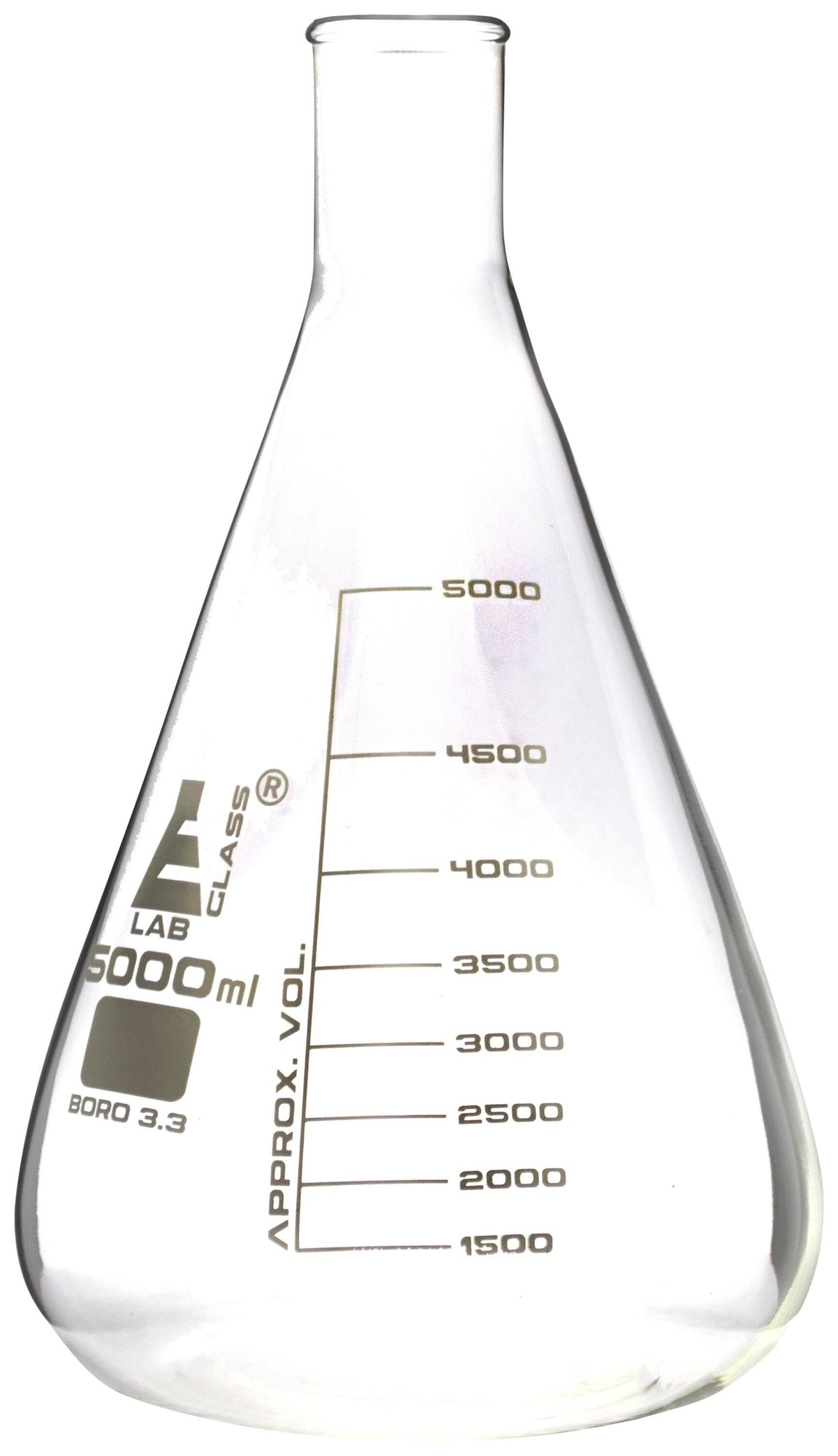 FLASK ERLENMEYER GLASS NARROW NECK 5000ML