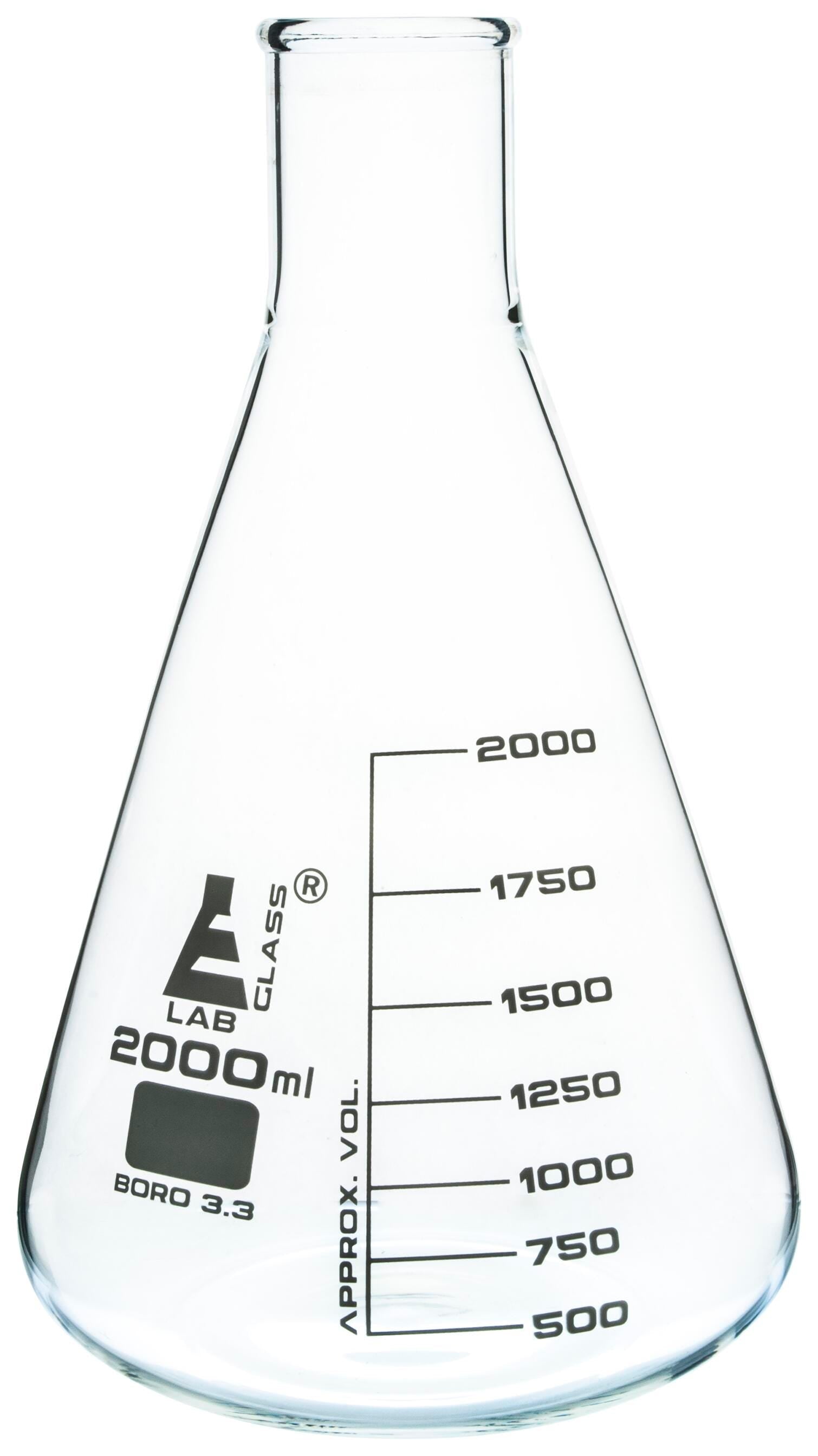 FLASK ERLENMEYER GLASS NARROW NECK 2000ML