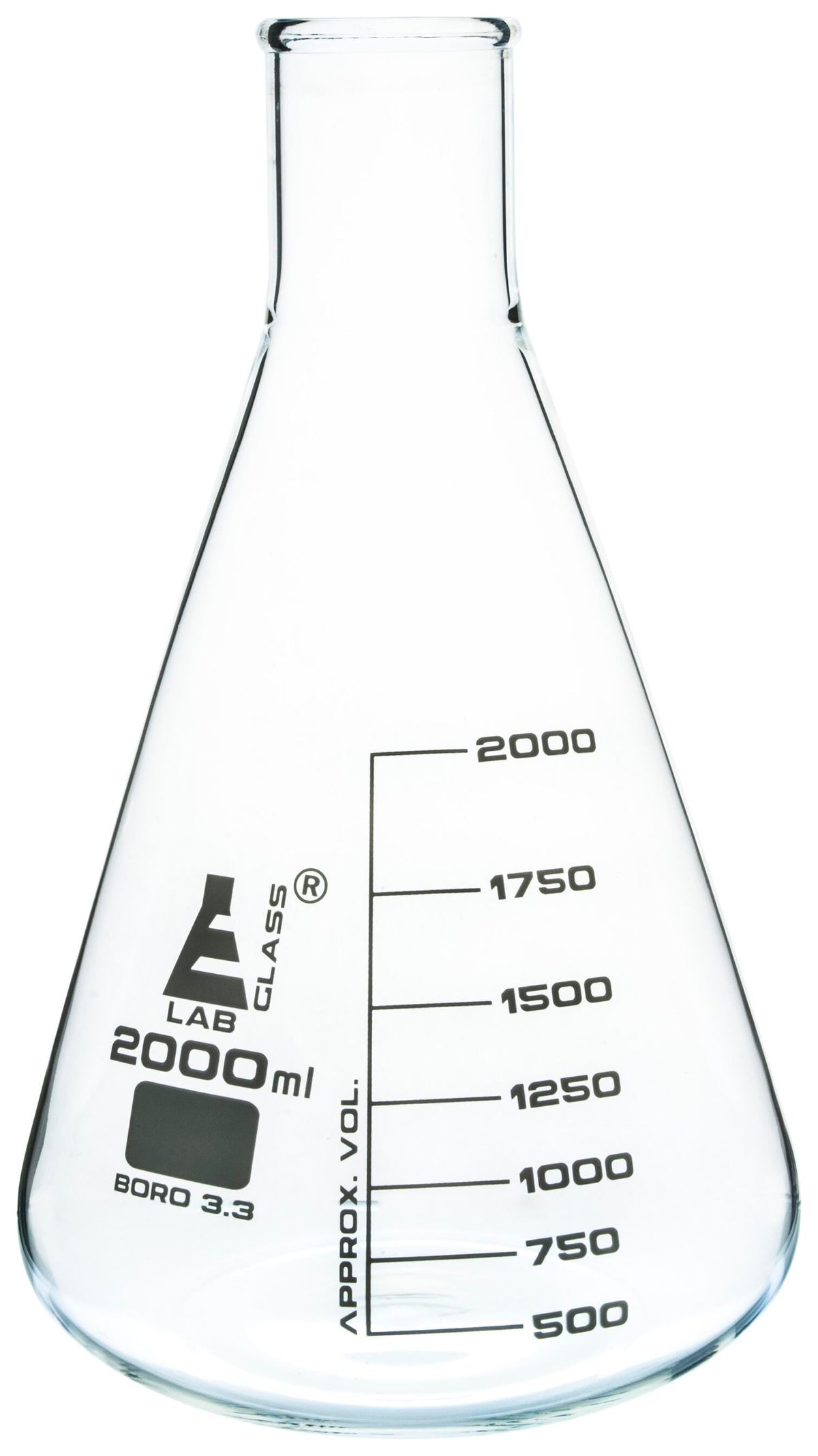 FLASK ERLENMEYER GLASS NARROW NECK 2000ML