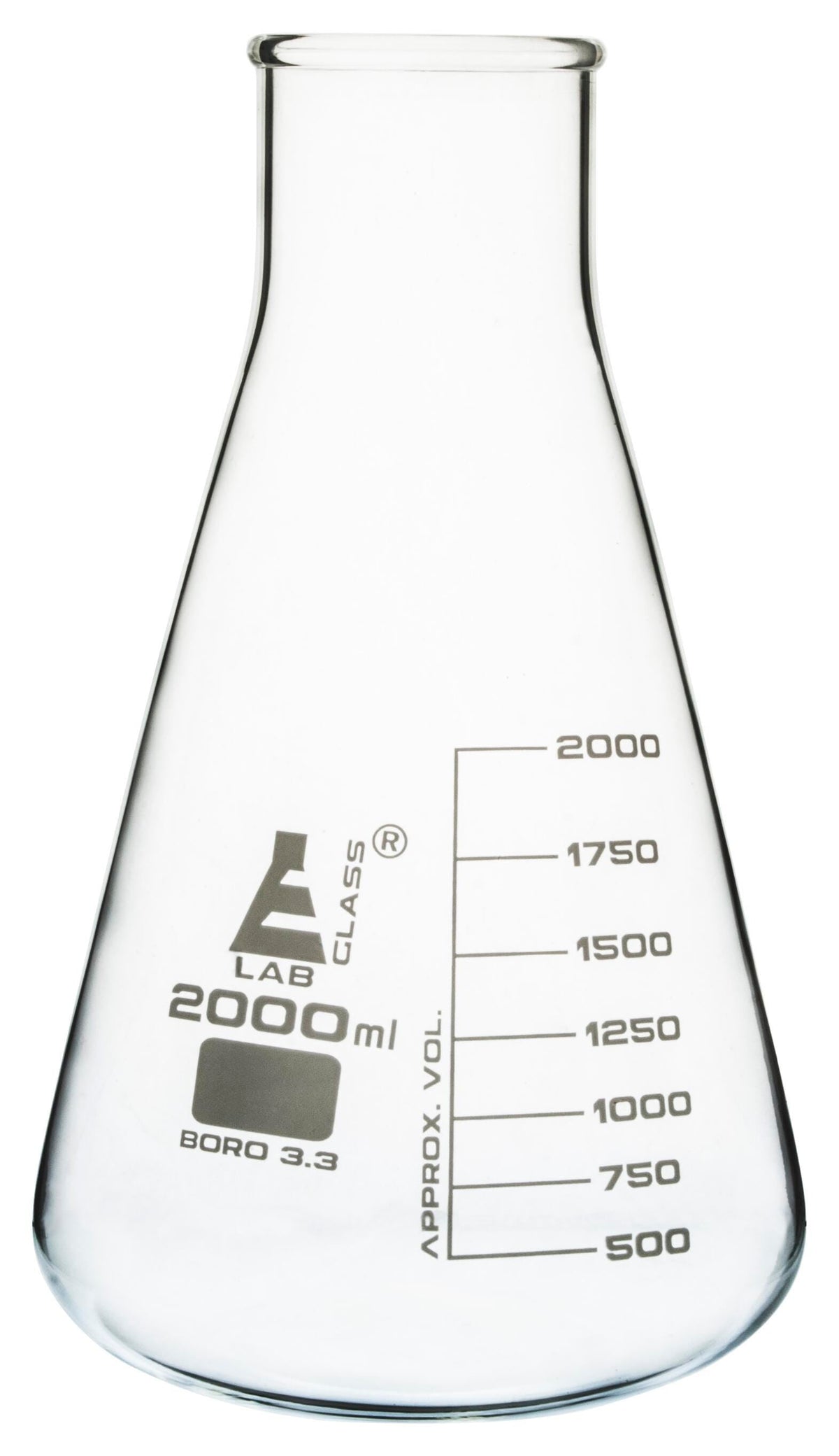 FLASK ERLENMEYER GLASS WIDE NECK 2000ML