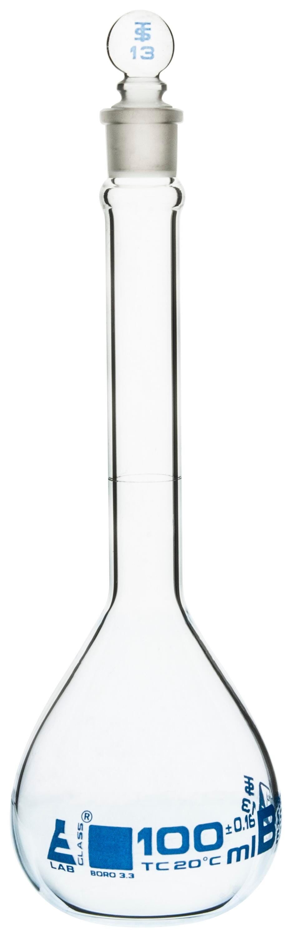 FLASK VOLUMETRIC 100ML WITH GLASS STOPPER