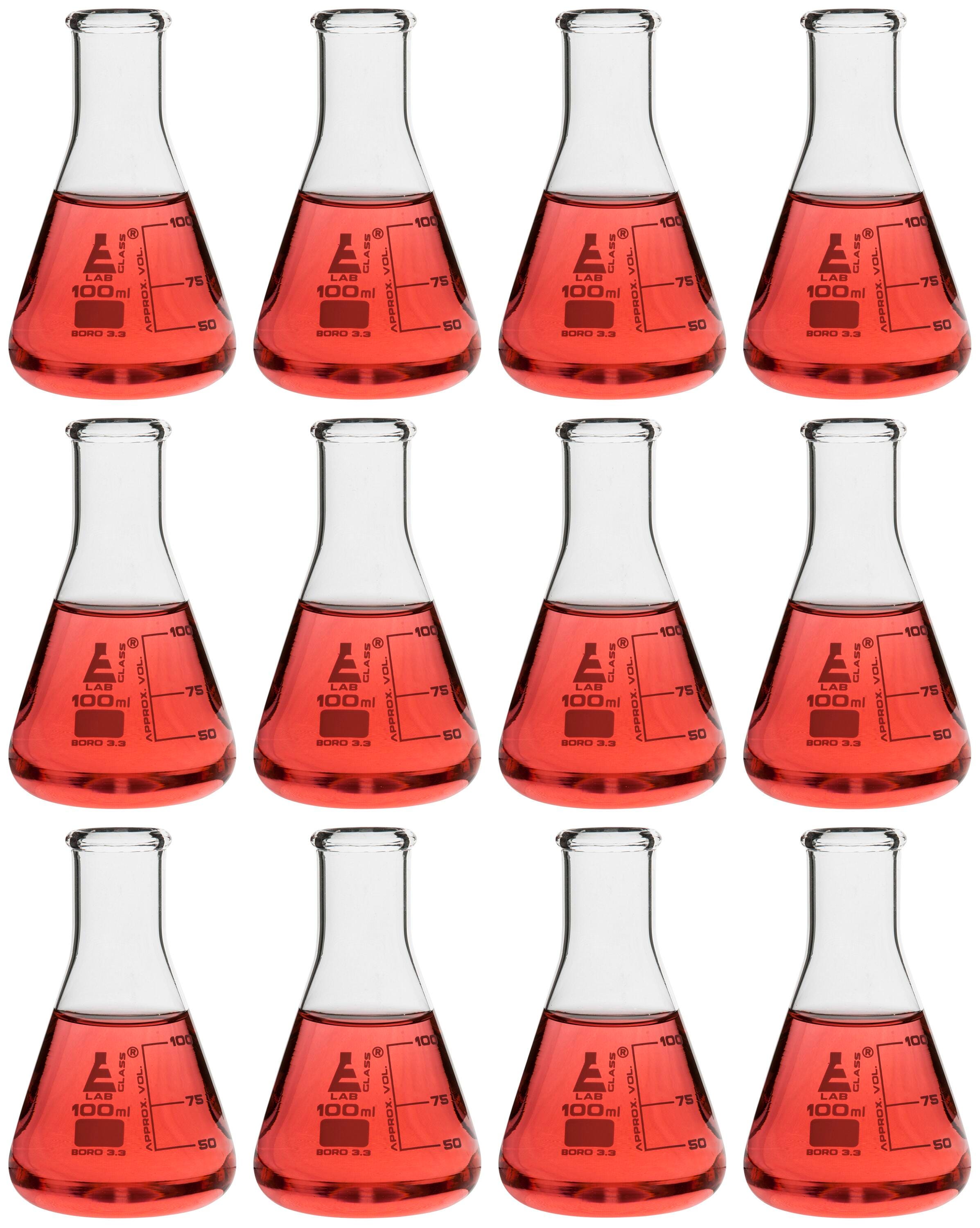 FLASK ERLENMEYER GLASS NARROW NECK 100ML PACK OF 12