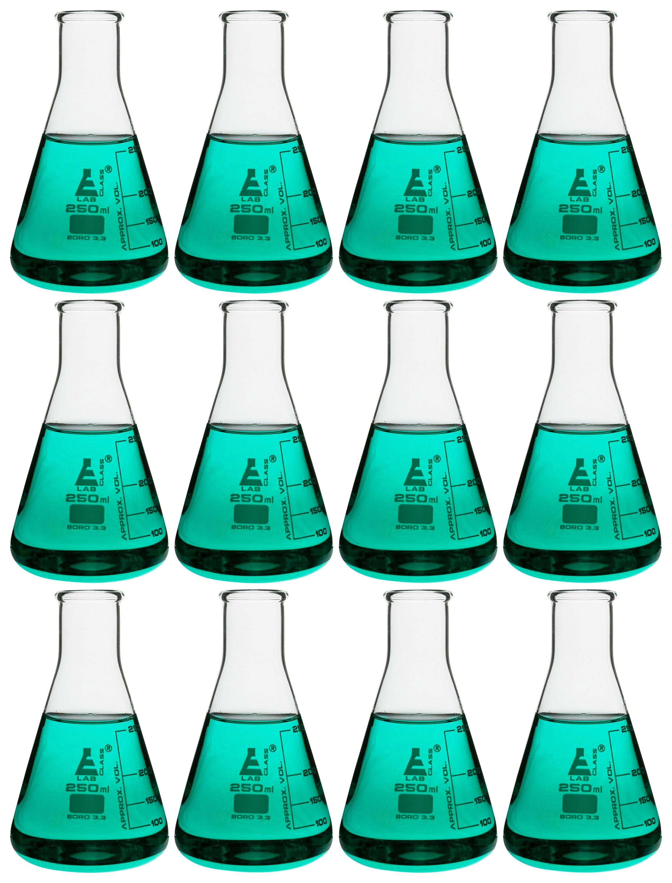 FLASK ERLENMEYER GLASS NARROW NECK 250ML PACK OF 12