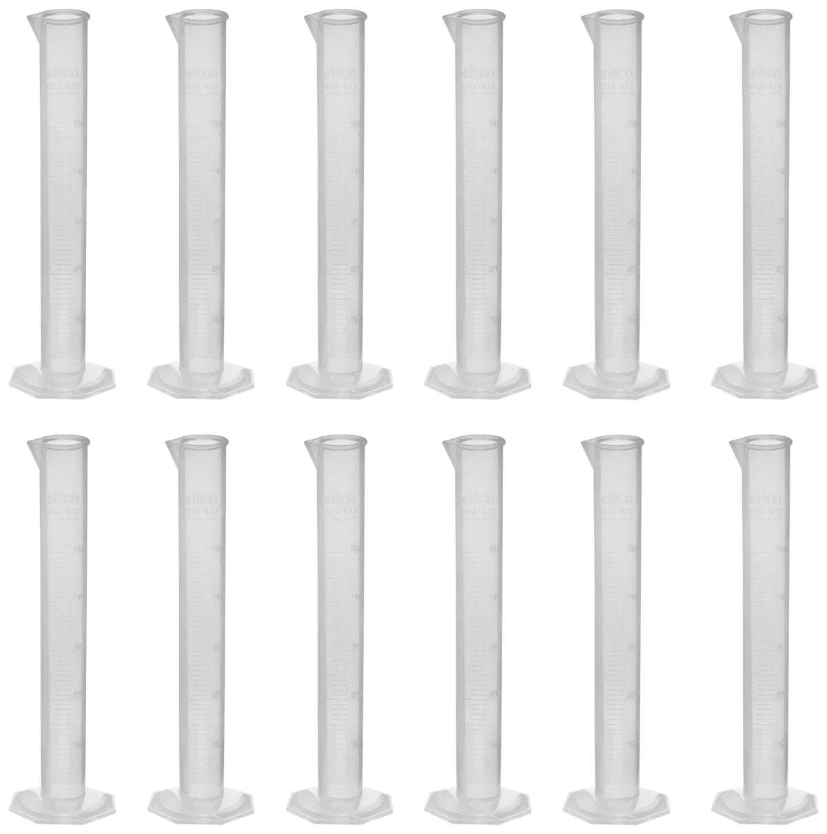 CYLINDER GRADUATED POLYPROPYLENE 50ML PACK OF 12