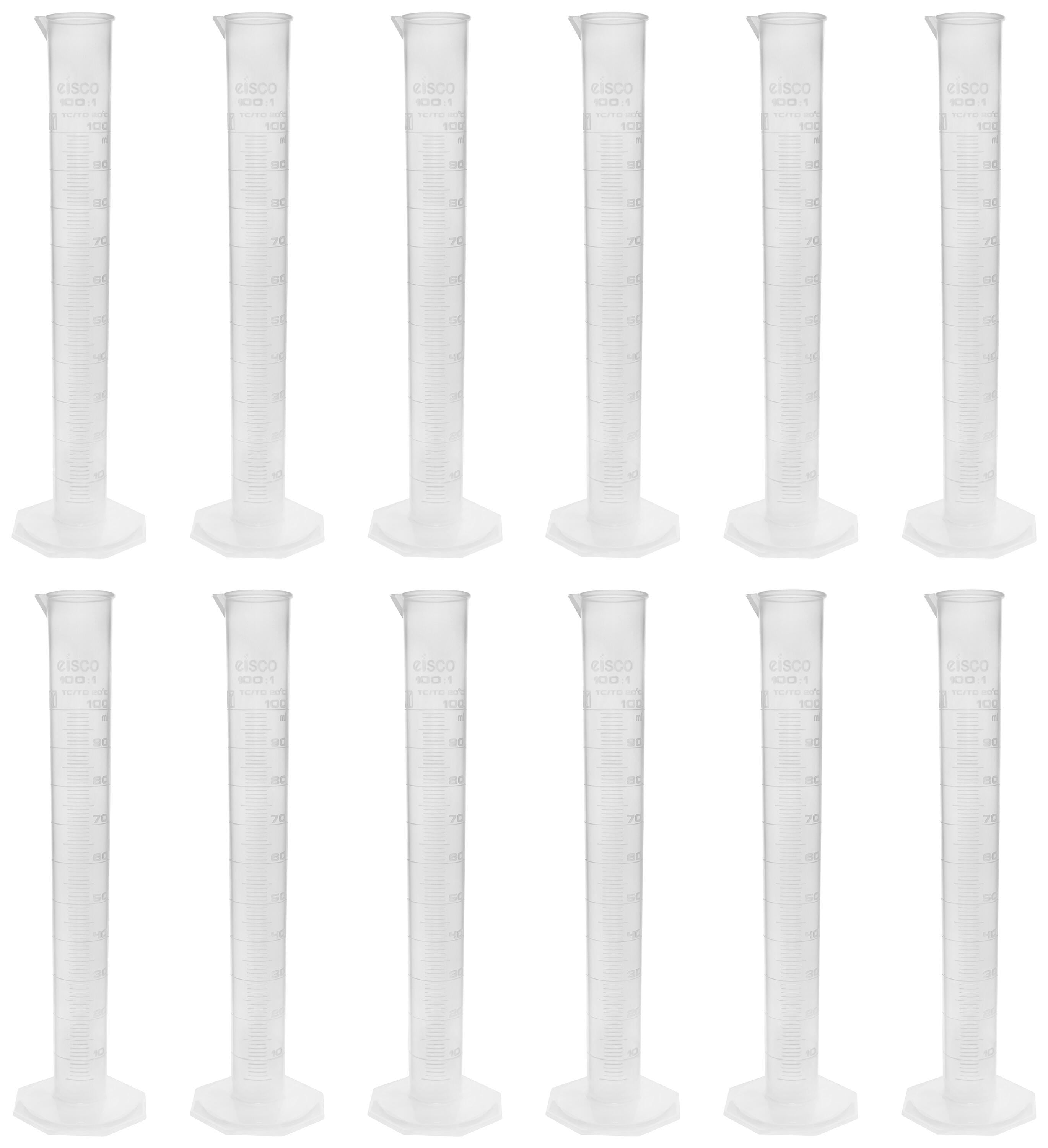 CYLINDER GRADUATED POLYPROPYLENE 100ML PACK OF 12