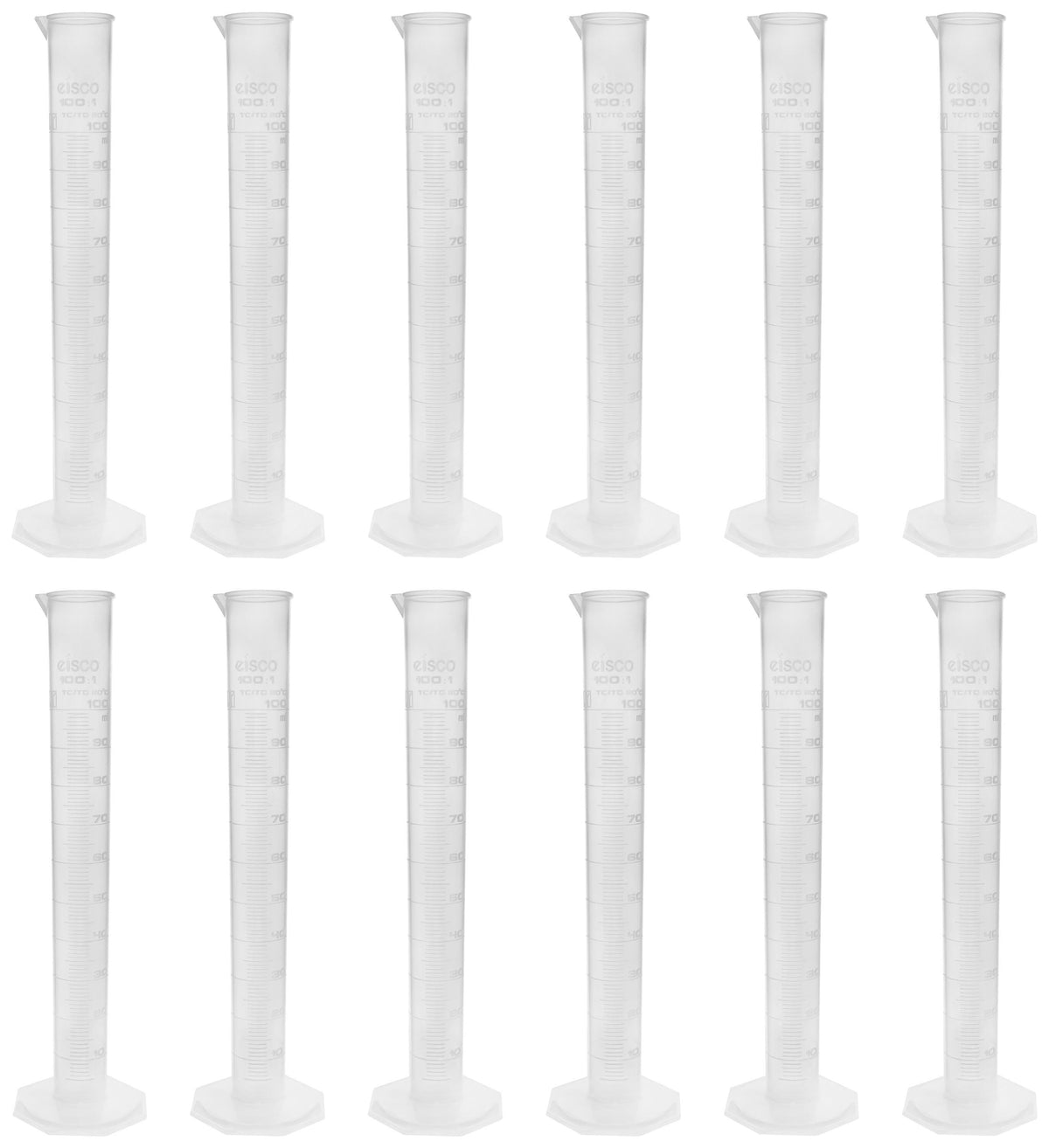 CYLINDER GRADUATED POLYPROPYLENE 100ML PACK OF 12