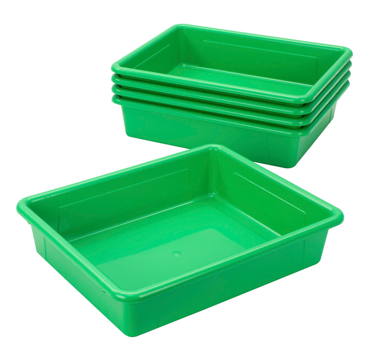 SCHOOL SMART STORAGE TRAY - 10-3/4 X 13-1/4 X 3 INCHES - GREEN - PACK OF 5