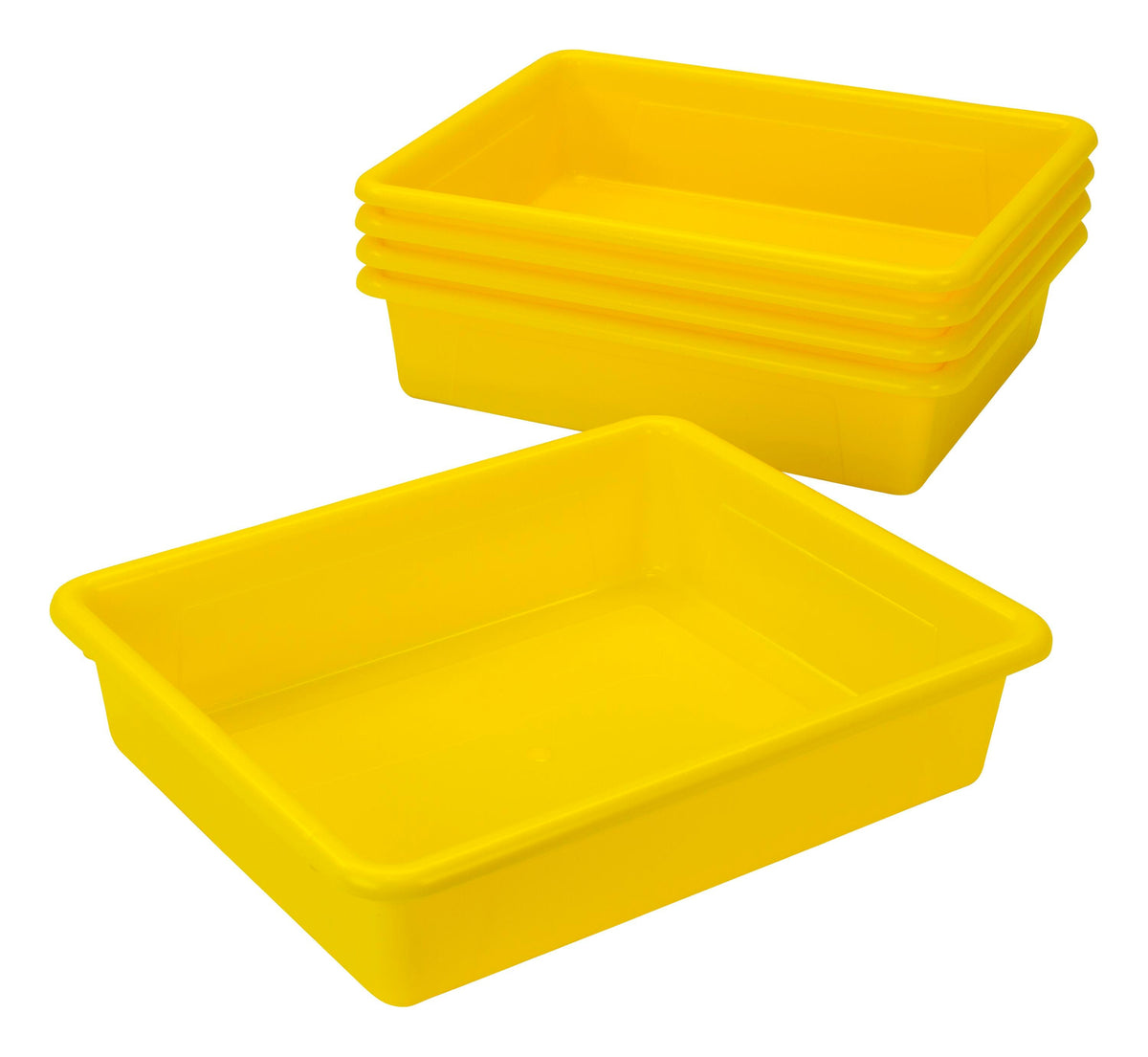 SCHOOL SMART STORAGE TRAY - 10-3/4 X 13-1/4 X 3 INCHES - YELLOW - PACK OF 5