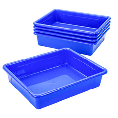 SCHOOL SMART STORAGE TRAY - 10-3/4 X 13-1/4 X 3 INCHES - BLUE - PACK OF 5