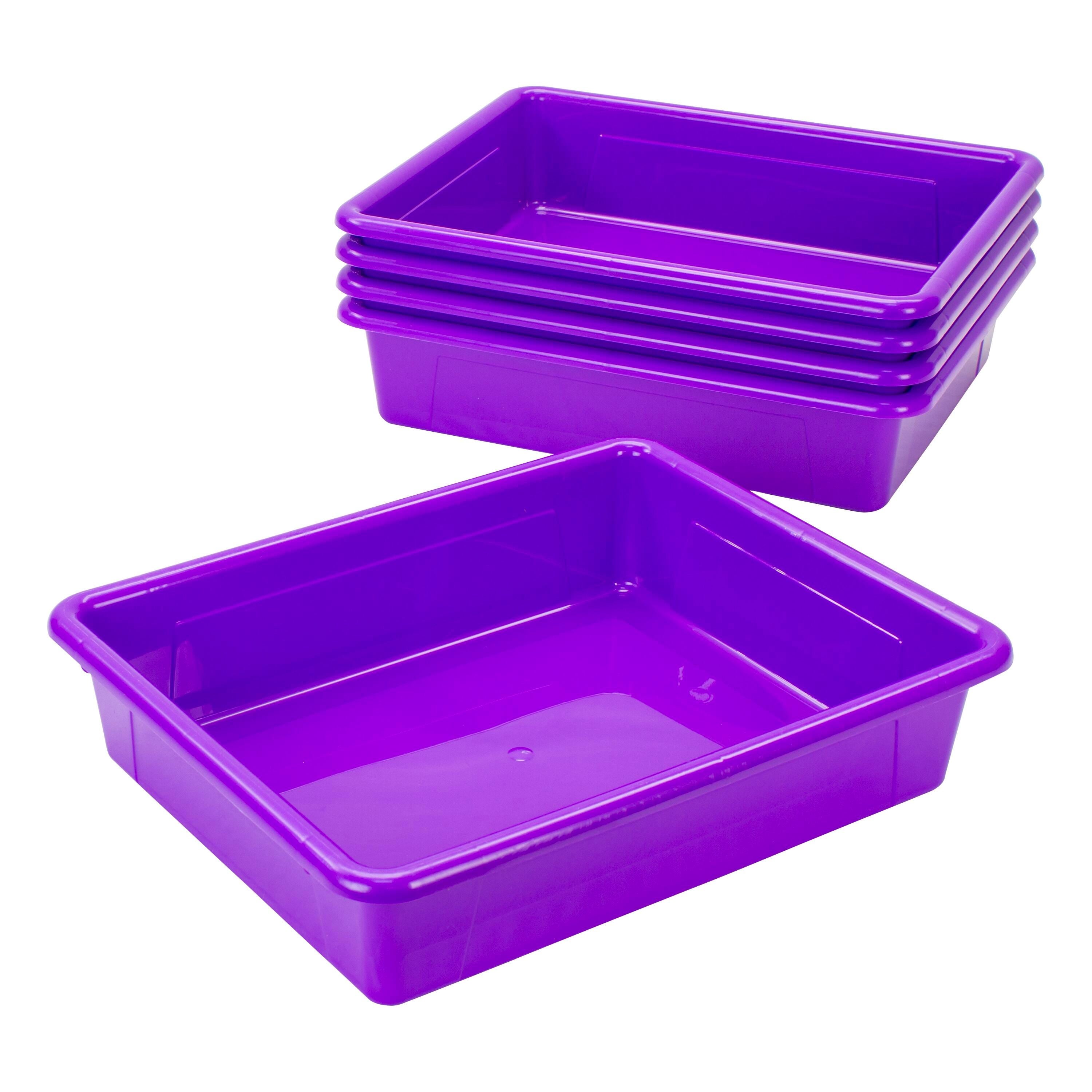 SCHOOL SMART STORAGE TRAY - 10-3/4 X 13-1/4 X 3 INCHES - VIOLET - PACK OF 5