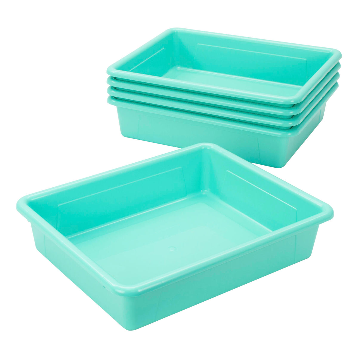 SCHOOL SMART STORAGE TRAY - 10-3/4 X 13-1/4 X 3 INCHES - TEAL - PACK OF 5